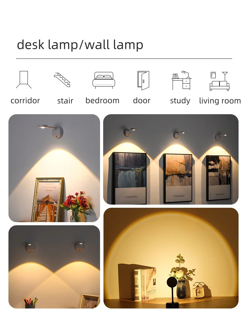 product new rechargeable wiring free indoor wall light remote control intelligent led body sensing light-40