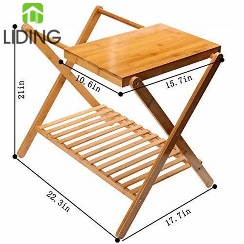 
Прочный Деревянный бамбуковый багажный Стеллаж с полкой для отеля, бамбуковый складной багажный стеллаж 