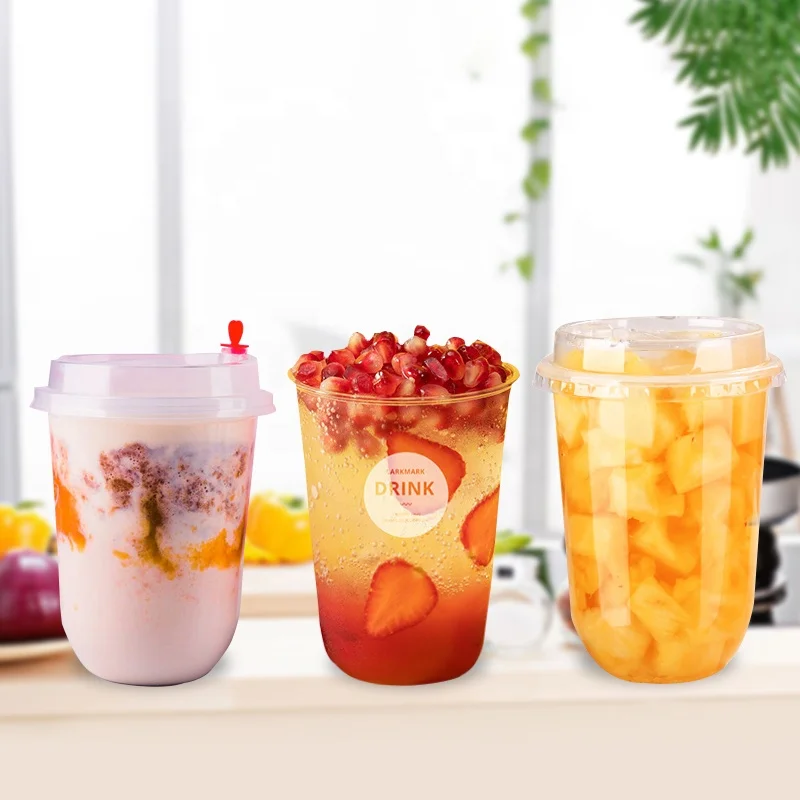 Popular beverage juice milk tea cold drink cups custom reusable plastic bubble tea cup