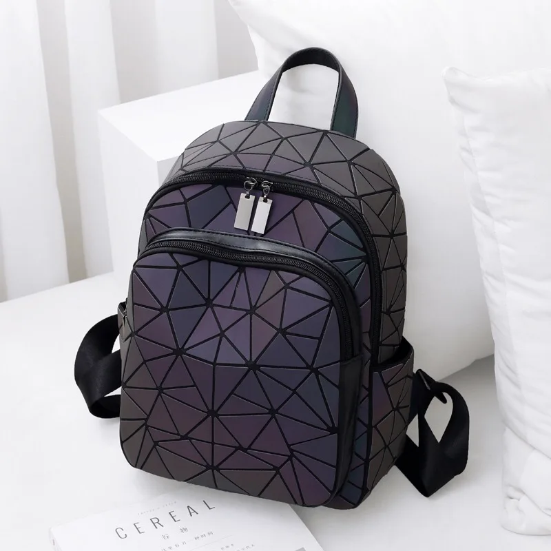 2024 Latest Diamond Lattice Women Backpack Purse Kawaii Gray Luminous Travel Backpack Fashion Girls Boys School Bags