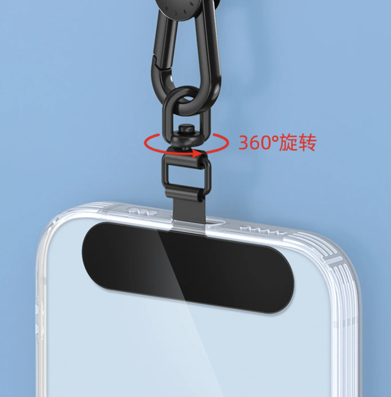 Tether Tab Girevole 360° Per Cellulare – 4 Pezzi, Supporto Universale Per Cordino, Adatto A IPhone E Smartphone (Nero)
