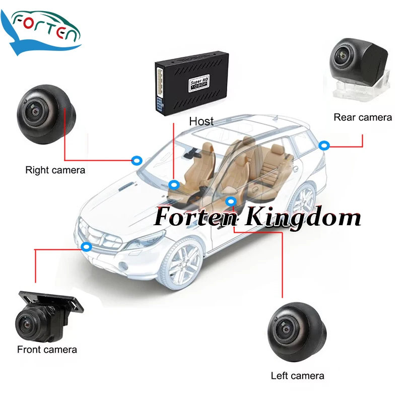 Car Camera Vehicle Parking System for Ford Ranger Raptor Everest F150 Mustang Sync4 3D 360 Degree Panoramic Bird View 2023-2024