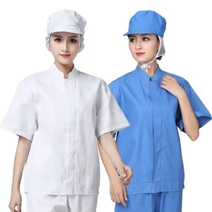 Wholesale White Cotton Half-Sleeved Work Coverall Breathable Dust-Proof for Men Women Thin Half-Sleeved Workshop Clothes for