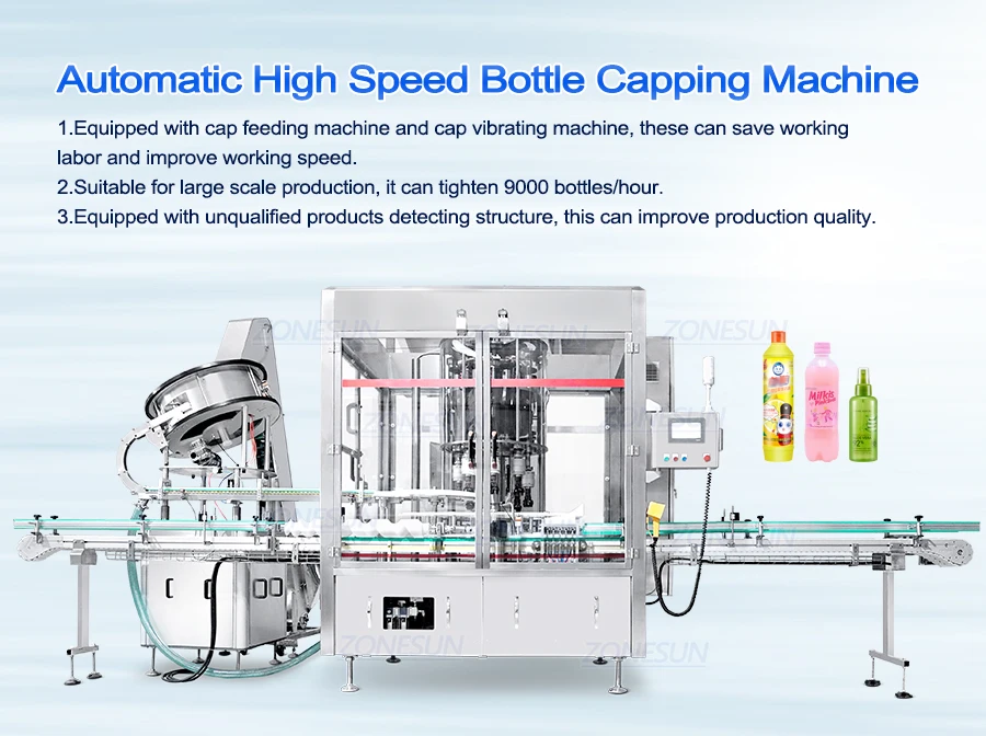 ZONESUN ZS-XG440Q Automatic 8 Heads High Speed Rotary Capping Machine With Vibrator