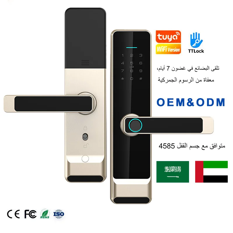 NewProductSmartHomeVideo Voice Fingerprint Tuya Wifi Peer to Peer Cat EyeSmartDoor Lock With Camera