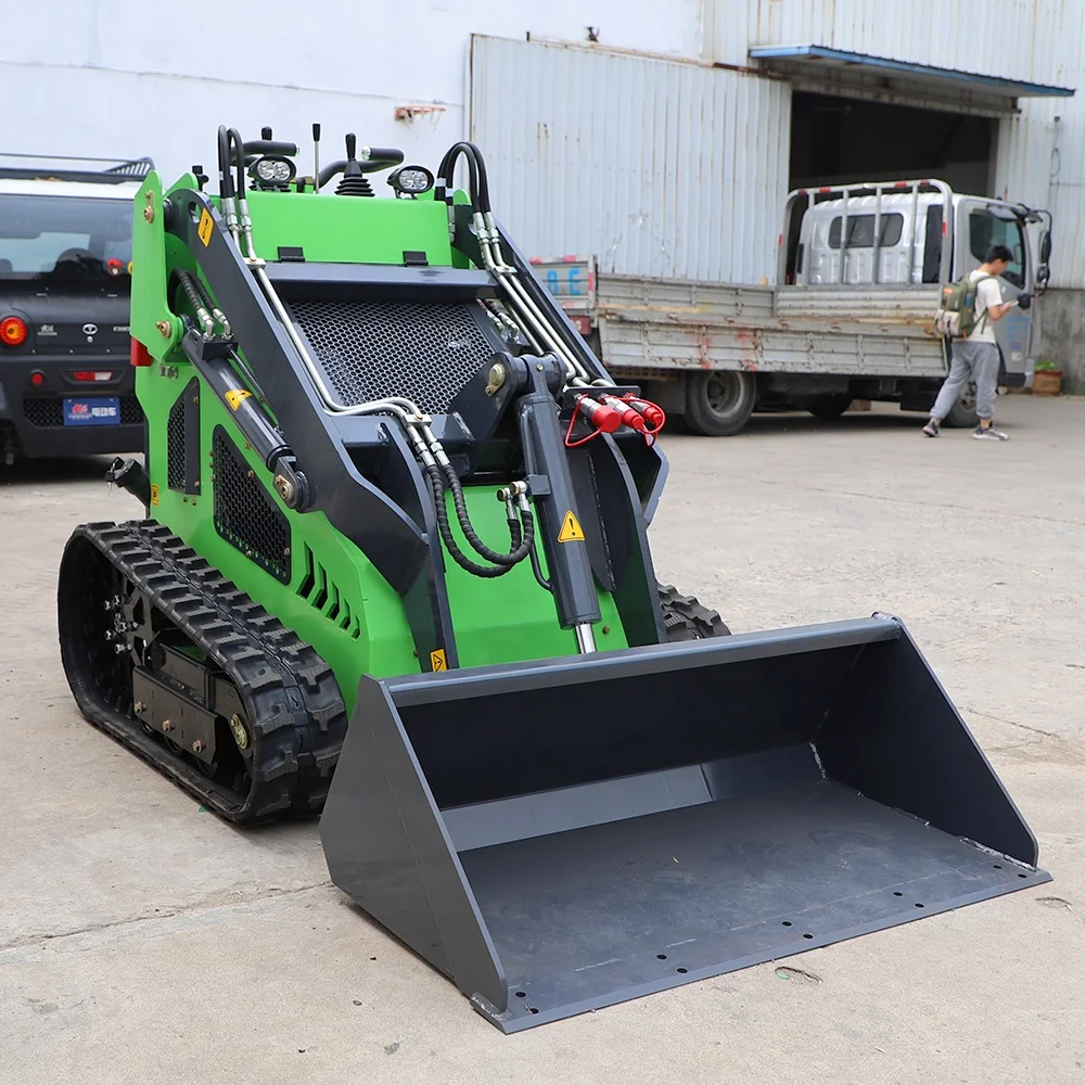 INFRONT Mini Skid Steer Loader Front Loader Track Mini Loader Snow Blower Hammer Blade