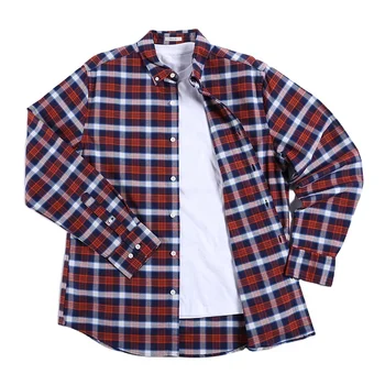 Factory price wholesale print yarn dyed 100% cotton men plaid casual shirts long sleeve