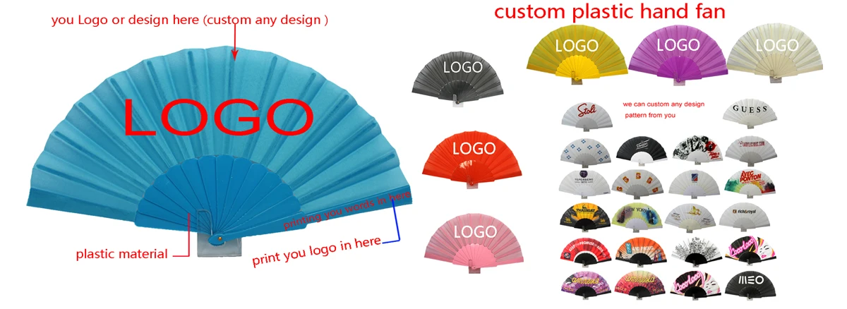 Promo Fan Customizable logo Plastic Hand Fan Satin Fans Hand Held Promotional ...
