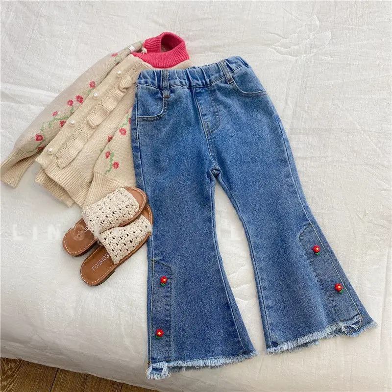 Shop Baby Girl Denim Pants Spring New Girl Bell-Bottom Jeans