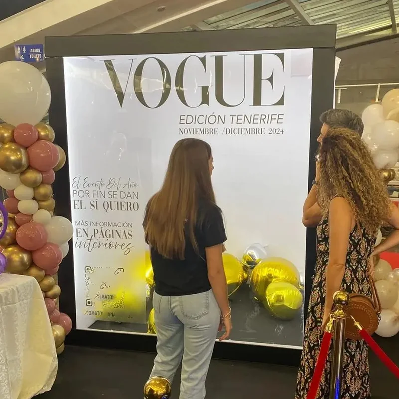 Vogue Photo Booth with Led Light Birthday Party Magazine Photo Booth Box Enclosure Magazine Box Photography Background