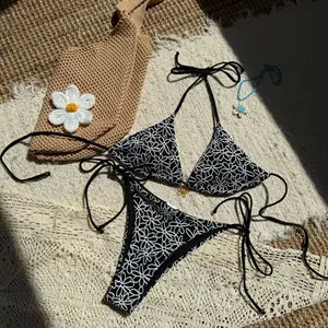 New Arrivals Sexy Two Piece Bikini Set Swimsuit for Women Halter Neck Tie Side Design