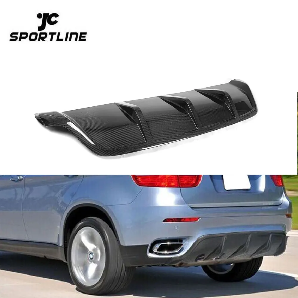 bmw x6 e71 リアデュヒューザー For BMW E71 X6 2008-2014 Carbon Fiber Rear Bumper Diffuser