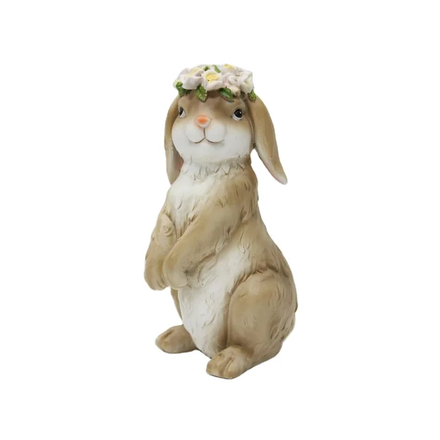 Custom mold production resin pet rabbit sculpture ornaments suitable for Easter decoration, seasonal home furnishing decoration