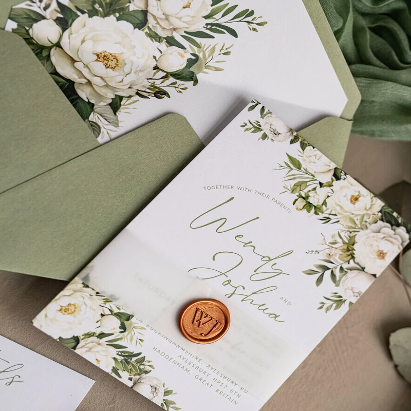 Custom Luxury Paper Invitation Card With Envelope Seal Finish Greeting Cards Invitation for Wedding details