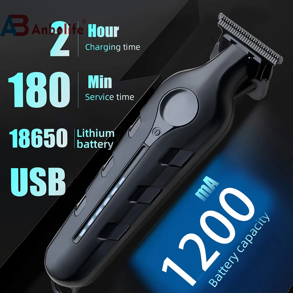 Professional Hair Trimmer with 150min Runtime 1200 mAh Li-Ion Battery and 2h Charging Time for Household Hotel and Commercial Use