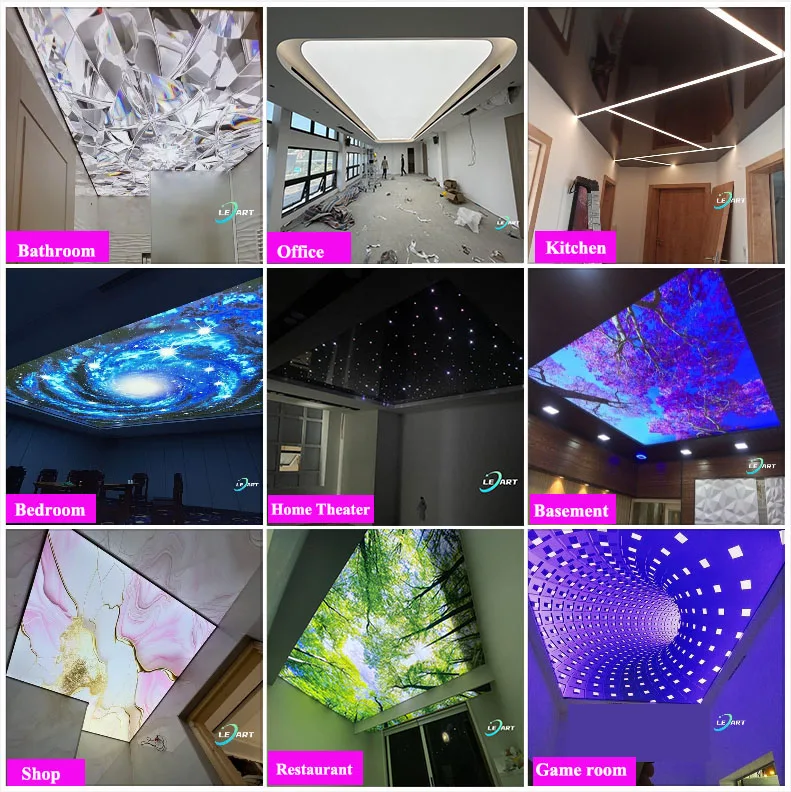 LeArt Modern Pvc Plafond Film False Art 3d Sky on Cloud Mural Ceiling Wallpaper for Tiny House