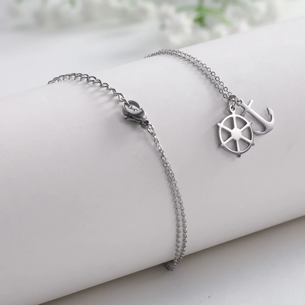 Myshape Edelstahl-Halsband fr Damen Mann Anker und Ruder Halsband  Anhnger-Kette Halsketten Verlobung Schmuck Geschenk