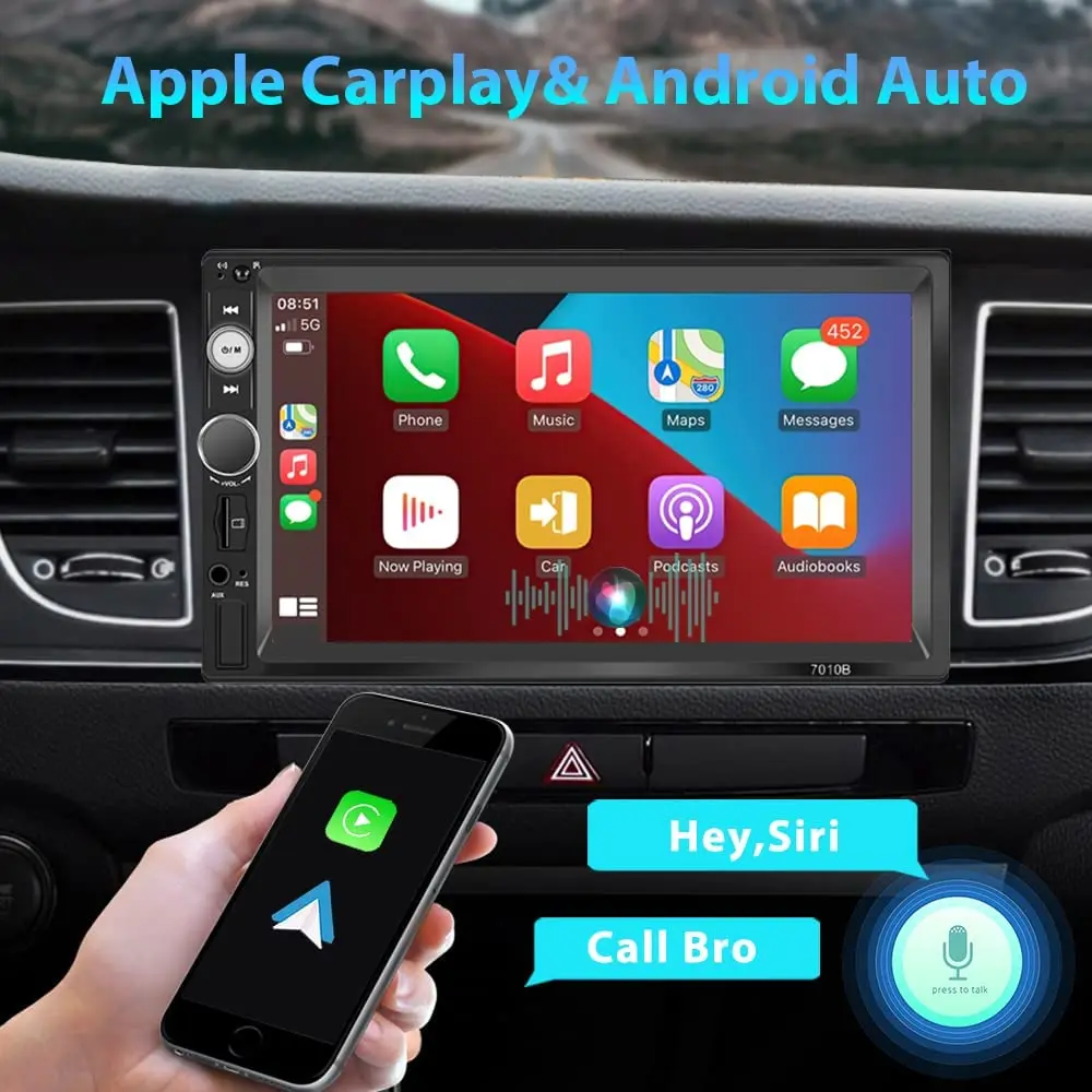 Autoradio 7 Pouces HD Bluetooth MP5 Carplay Support FM U Disk Avec  Télécommande