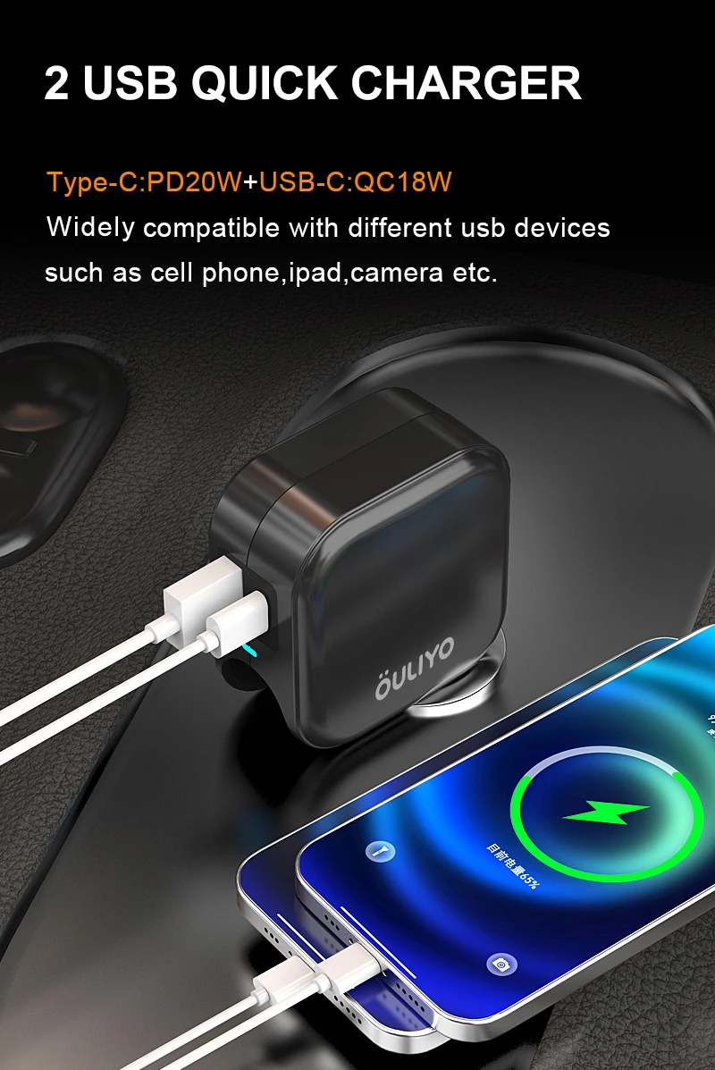 Smart Portable Dual Usb Car Charger And Car Chargers Fast Charging