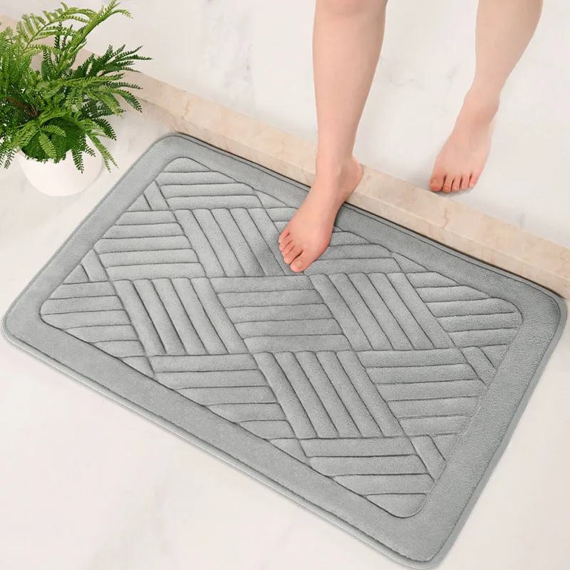 Luxury Embossed Non-Slip Welcome Doormat Super Water Absorption Door Mats Home Hotel Entrance Modern Washable Style Bathroom Mat