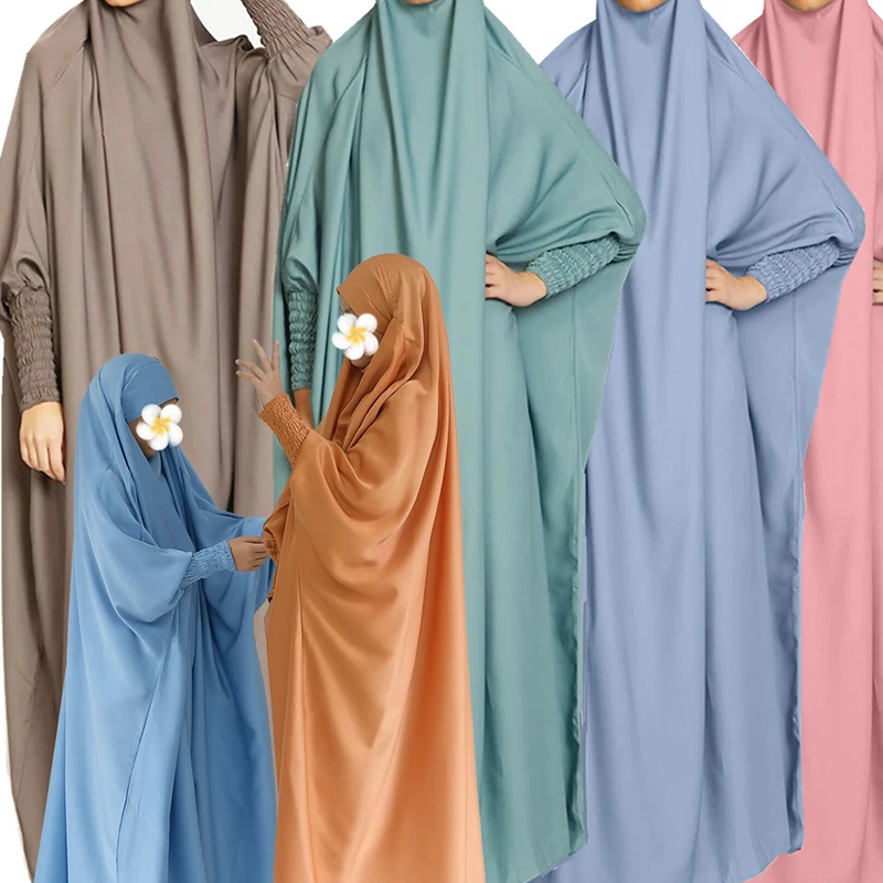 Caca Rijab Ramadan Khimar Hijab Abaya Muslim Women Jilb Dress Prayer Set Hijab ...