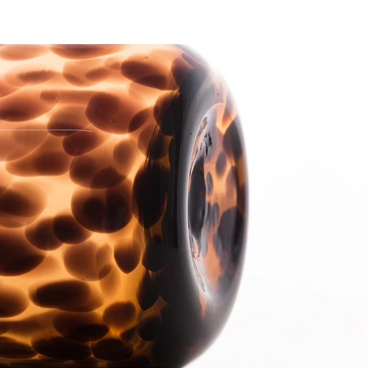 Stylish Handmade Leopard Print Glass Vase Home Tabletop Centerpiece
