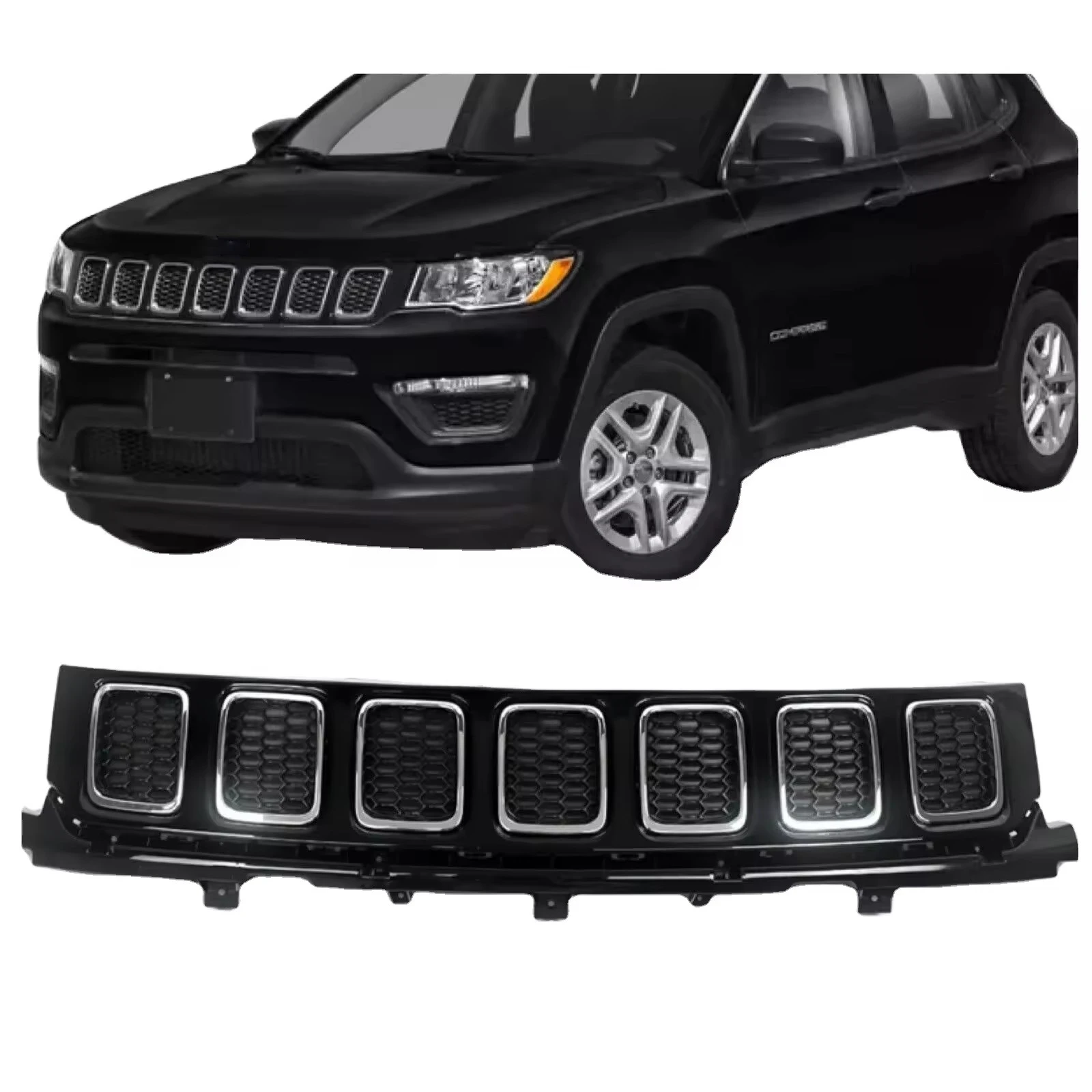 Car body Grille for Jeep Compass 2017-2021 Front Bumper Grille Radiator Replacement OEM 53284331