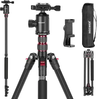 NEEWER 77 inch Camera Tripod Monopod for DSLR, Phone with 360° Panoramic Ball Head, 2 Axis Center Column, Arca Type QR Plate