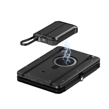 Solar Power Bank Wireless Magnetic Charging Solar Charger With Foldable Solar Panel  DC USB PD Outputs for Camping Emergency