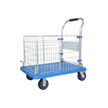 Platform Trucks with Fence Folding Hand Truck Portable Platform Cart Collapsible Dolly with Mesh Wire