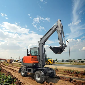 15 Ton Tires Excavator EPA EURO5 Engine Earth Moving Machinery 6 Ton 7 Ton 8 Ton Wheel Excavators