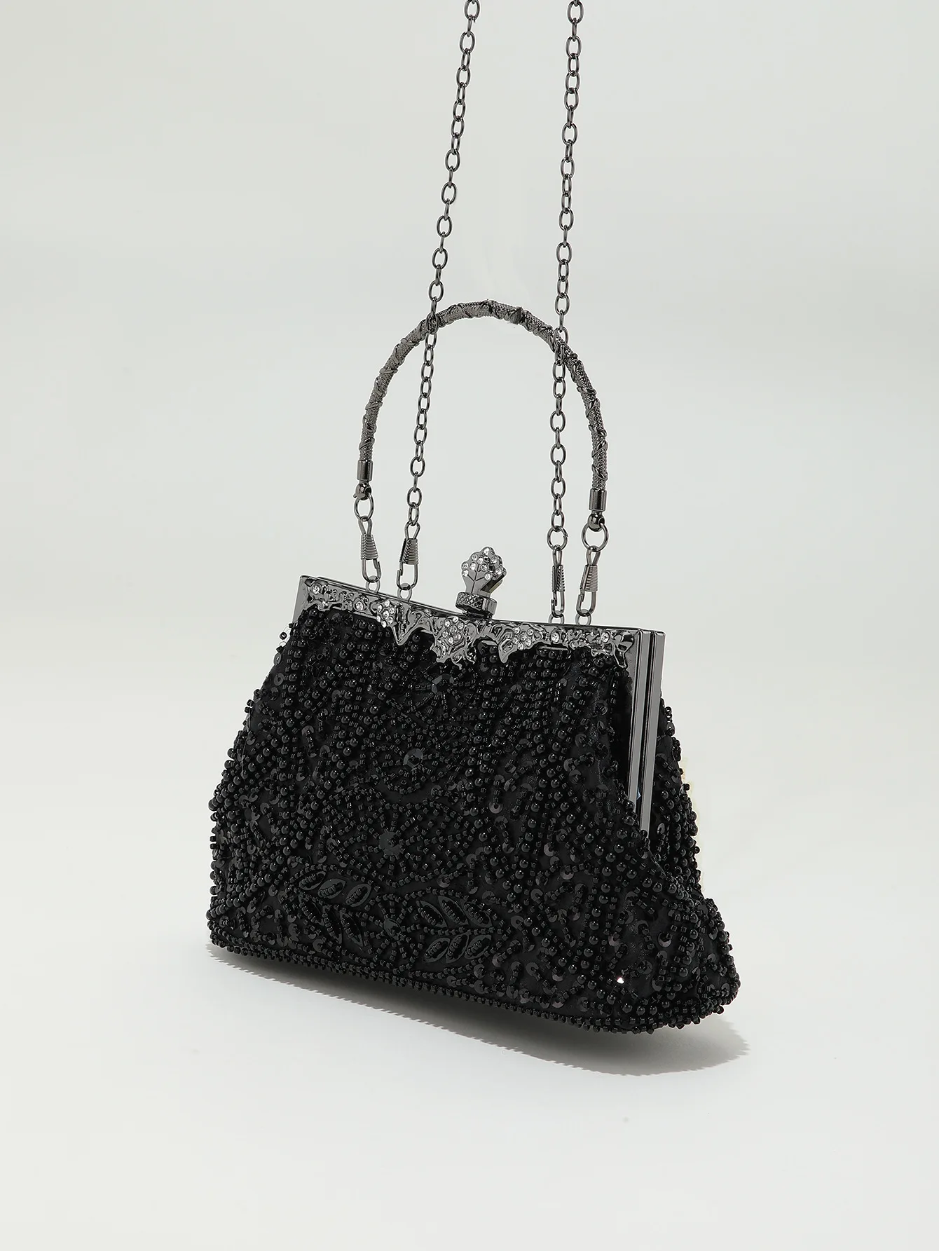 High Quality Handmade Handbags Elegant Beaded Evening Bags for Ladies  Vintage Black Party Dress Bag with Embroidered Flowers| Alibaba.com