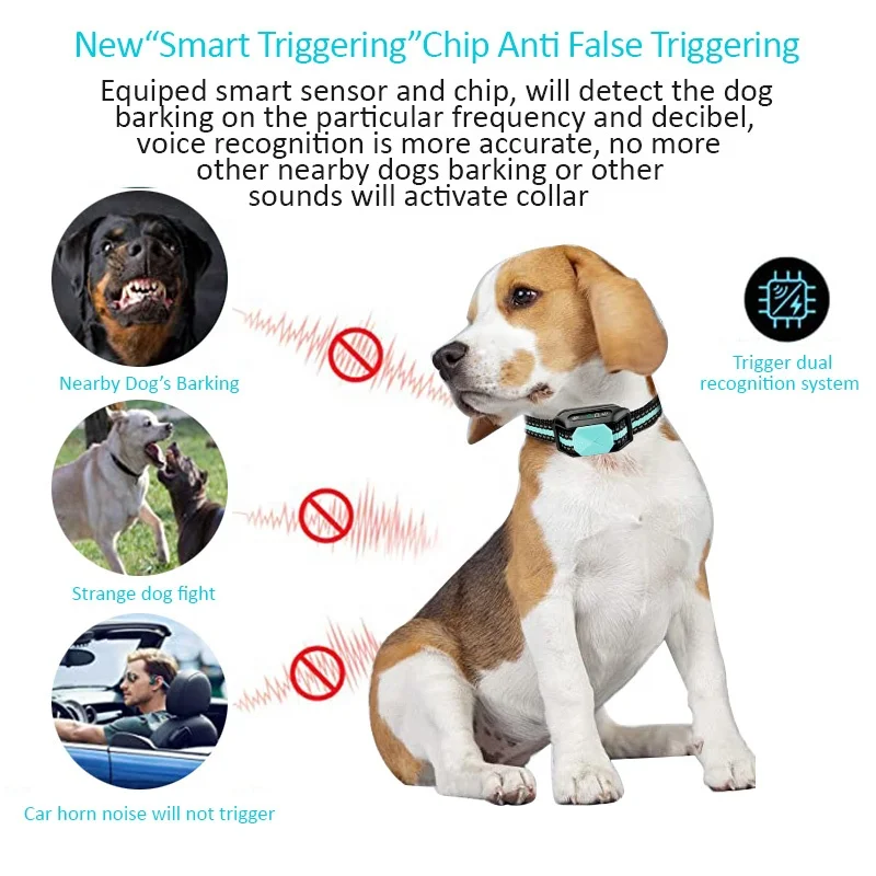 2022 Humane Bark Collar For Dogs Rechargeable Anti Barking Waterproof