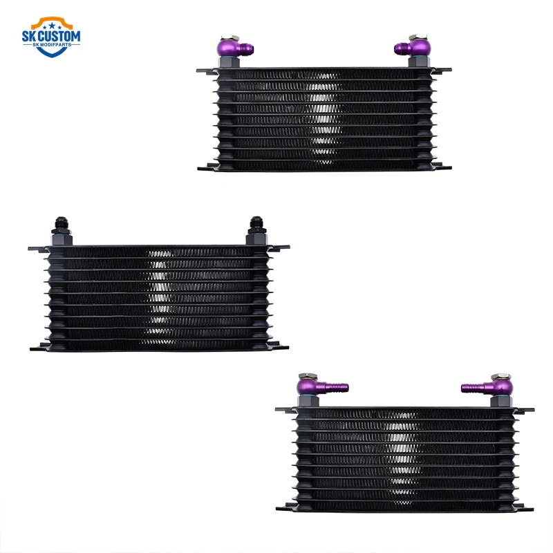 SK Custom Aluminum 7 10 13 15 Row Oil Cooler Japanese Style Universal AN8 AN10 Oil Cooler