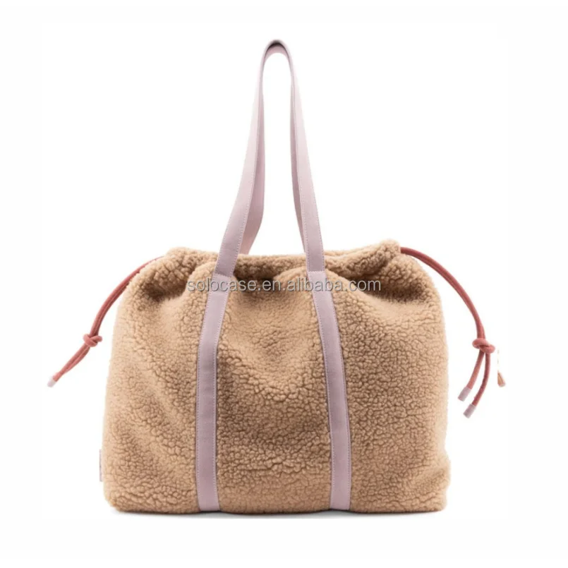 Custom Logo Sherpa Teddy Fleece Female Women Tote Backpack Cosmetic Bumbag  Waist Ladies Travel Luggage Bags Sets - AliExpress
