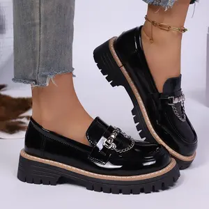 Plus Size Loafer Pumps Women's Autumn Winter New Korean Version Fashion Square Toe Mary Jane Slip on Women Shoes