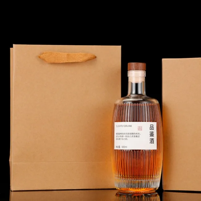 Liquor Bottles Round Plum Wine Weak Alcohol Drink Port Bottle Vanjoin 500 Ml Glass With Wood Cork Beer Bottle