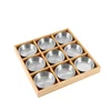 Silver  -- 9 pcs round set with wooden tray