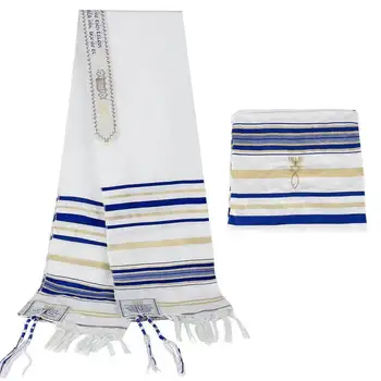 Custom Unisex Kosher Israel Muslim Jewish Talit Polyester Large Prayer Shawl With Bag