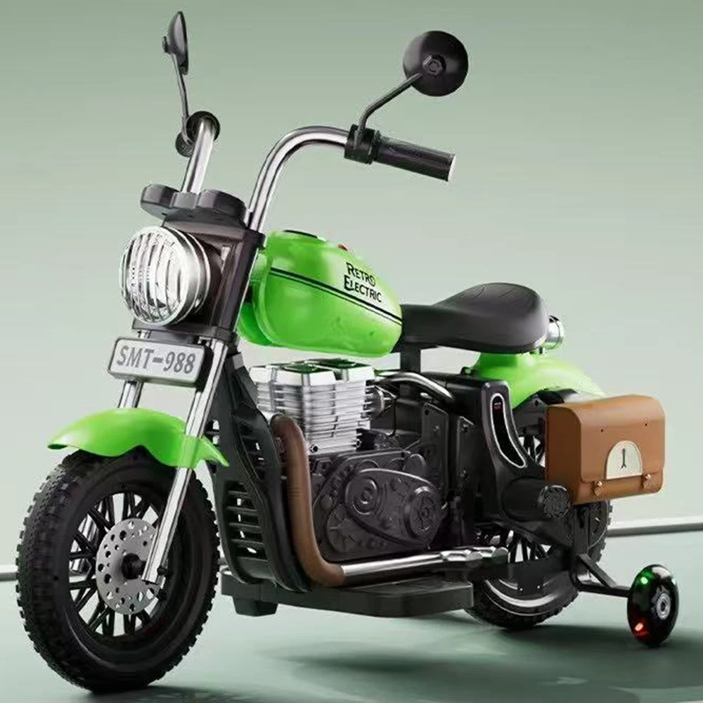 Best Selling Oversized Children Electric Motorcycle Rideable Kid Double Seater Swing Retro Style Rechargeable Kid's Car