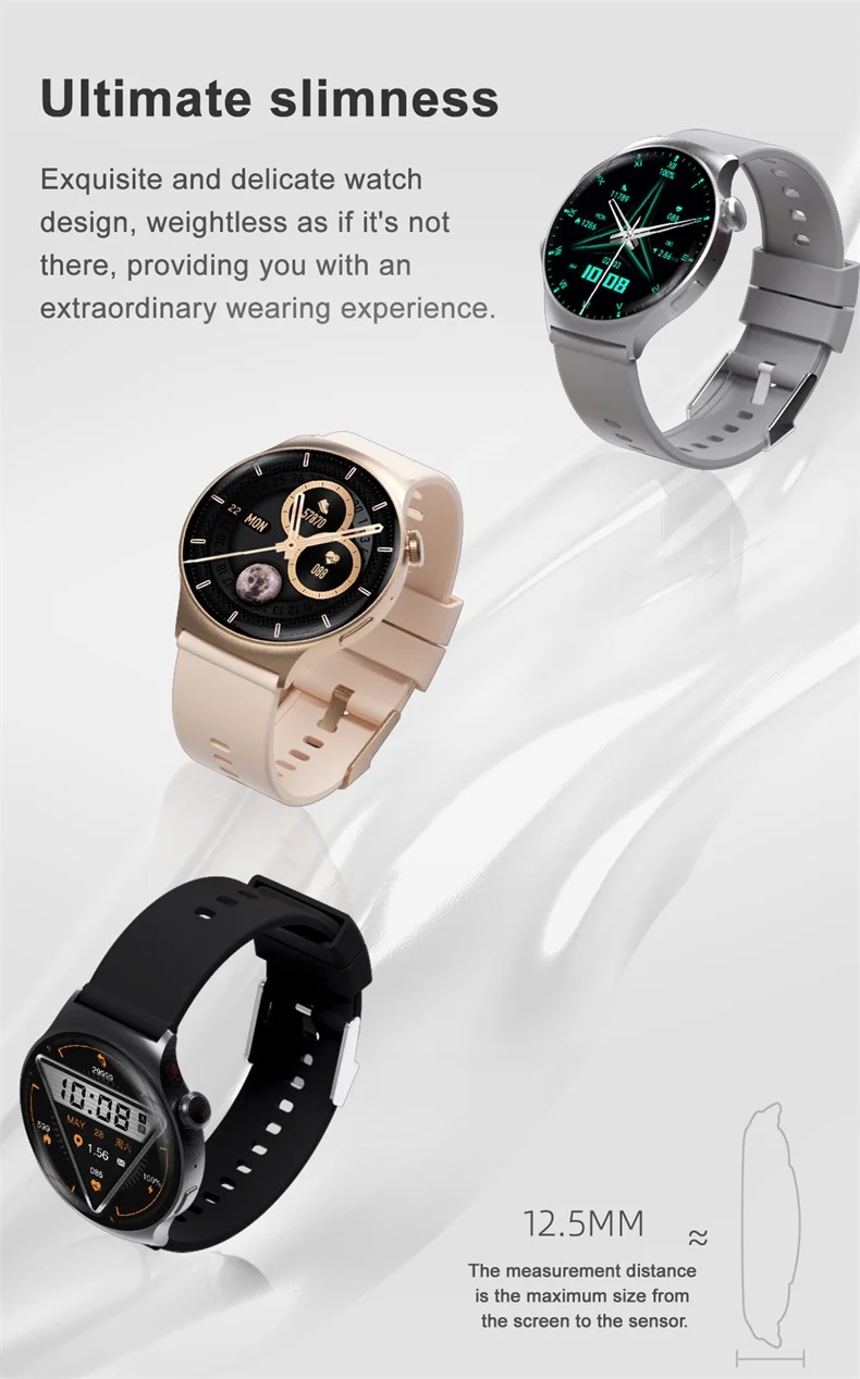 1,5-palčni HD okrogel polni zaslon na dotik NFC Compass Smartwatch športne ure BT Call pametna ura za moške ženske DT4 Mate (5).jpg