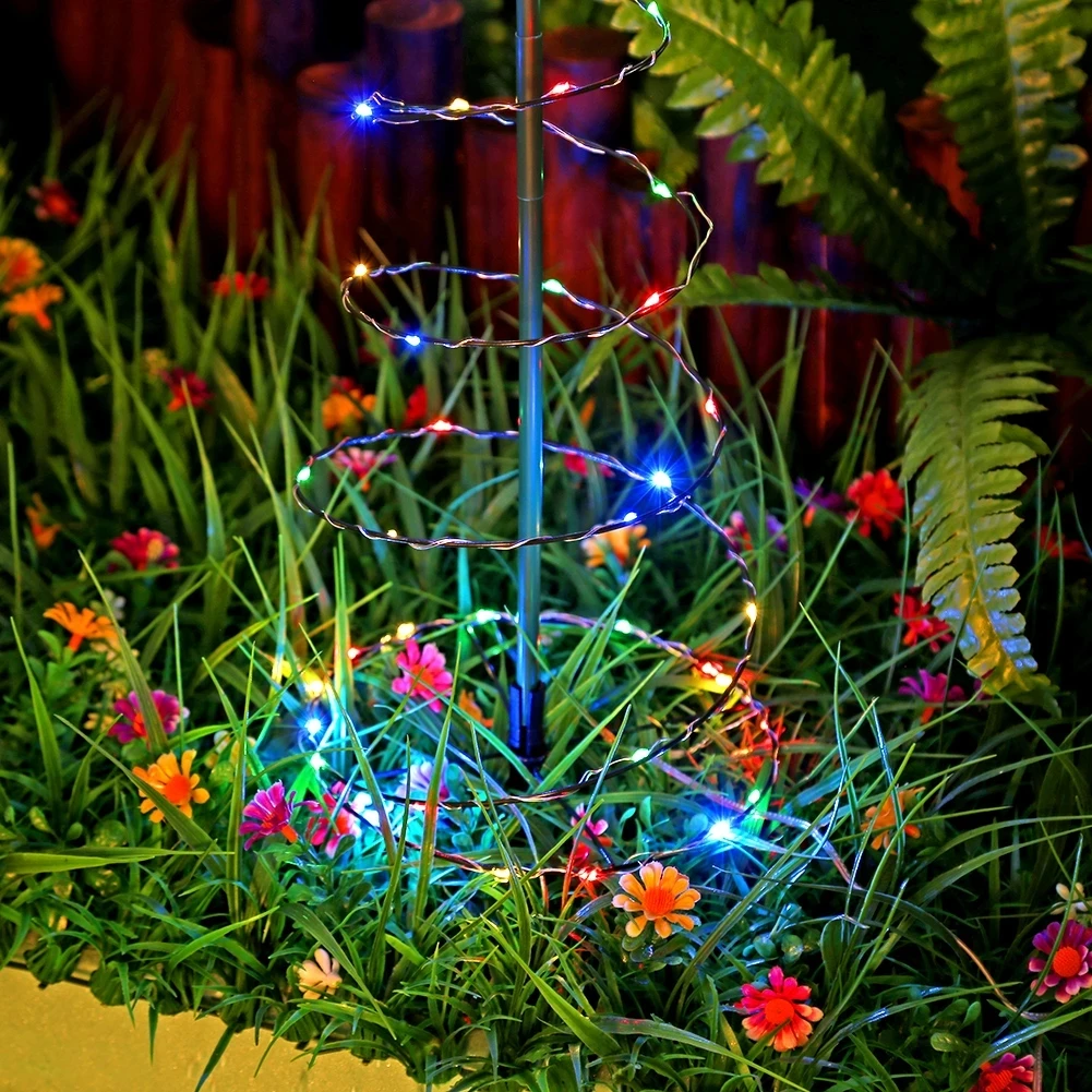 Creative Solar Christmas Tree Lights PVC Solar LED Christmas Tree Lights Waterproof Spiral for Home Holiday Party Decor