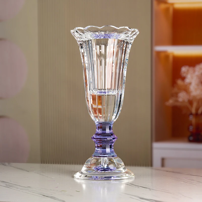 New Design Flower Opening Shape High-end Elegant Home Desktop Decoration Art Glass Crystal Vase