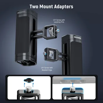 Neewer Aluminum Alloy Universal Side Handle Grip with Wireless Remote Control Smartphone Cage Rig 2 Mount Adapters 1/4\" Screws detail image