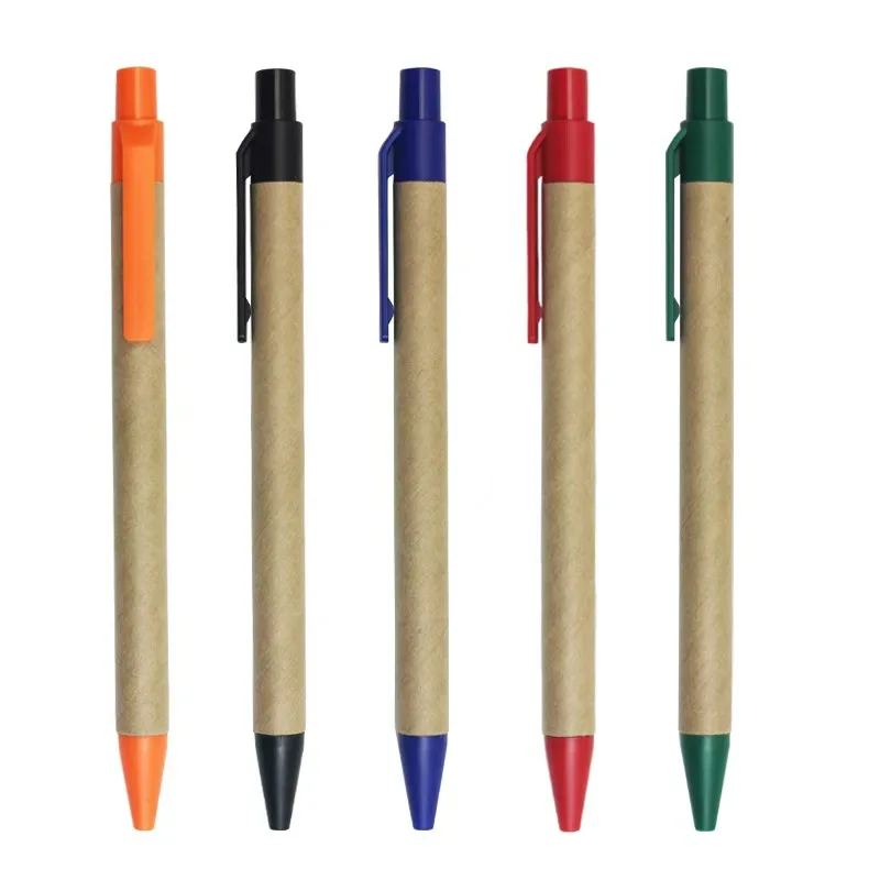 New ABS Environmental Protection Cowhide Paper Rod Ballpoint Pen with Custom Logo Paper Tube Advertising Oil Pen Wholesale preview 4