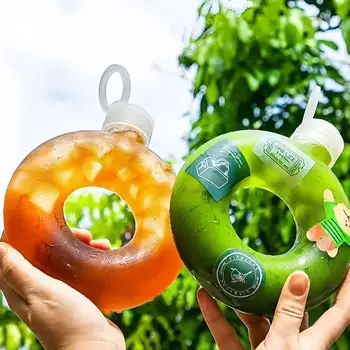 New PP high temperature resistant donut shape portable plastic juice bottle wholesale plastic cup