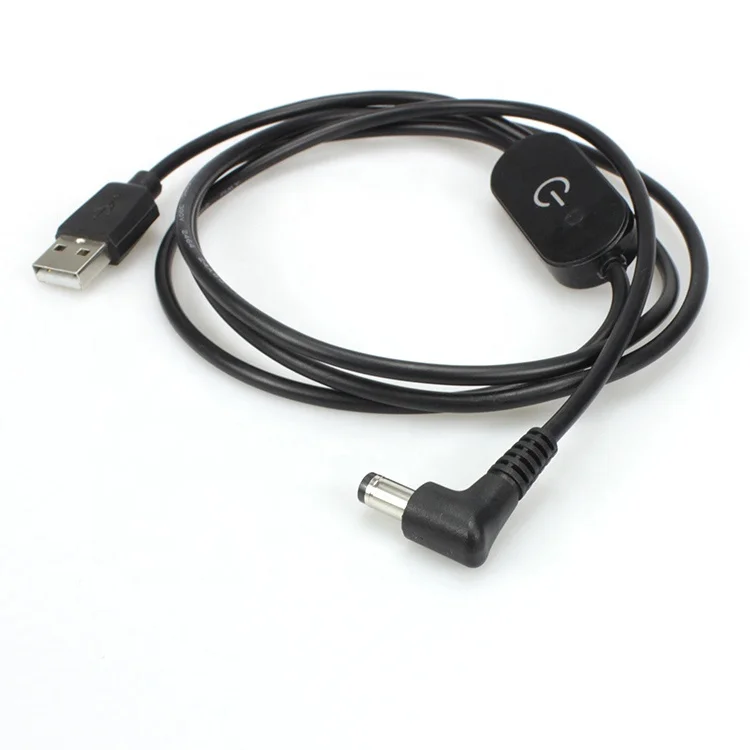 USB-A Male to DC5.5x2.1mm Male Cable with Inline Dimmer Switch & Power Indicator for Table Lamp, 5V 2A Copper Core Power Cord