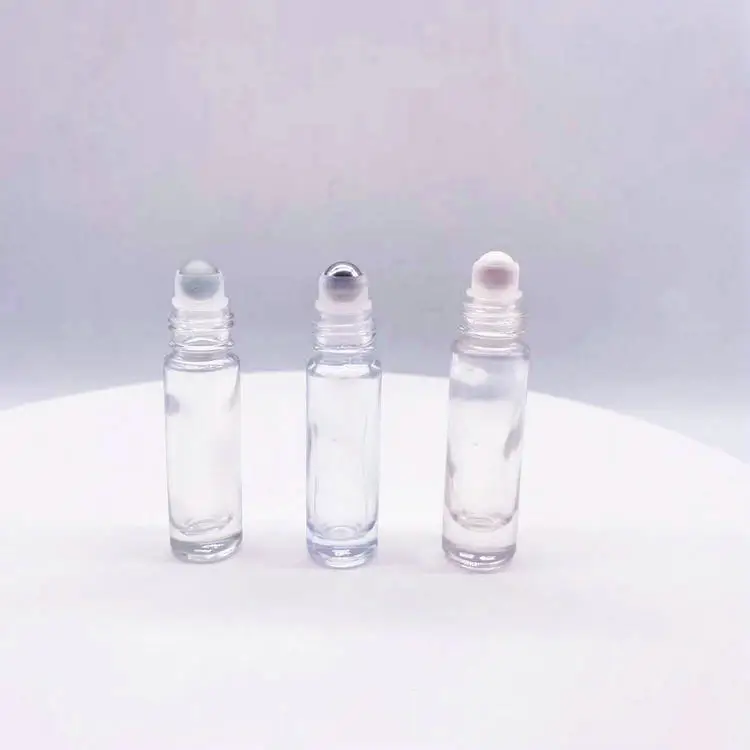 Wholesale Factory Direct 3ml 4ml 5ml 6ml 8ml 10ml 15ml Unique Design Steel clear Empty  Roll on Glass Bottle with Aluminium Cap