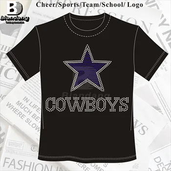 Hot Selling NFL Cowboys Team Rhinestone Transfer Design Custom Pattern Hotfix Crystal Rhinestone Heat Transfer for Clothes