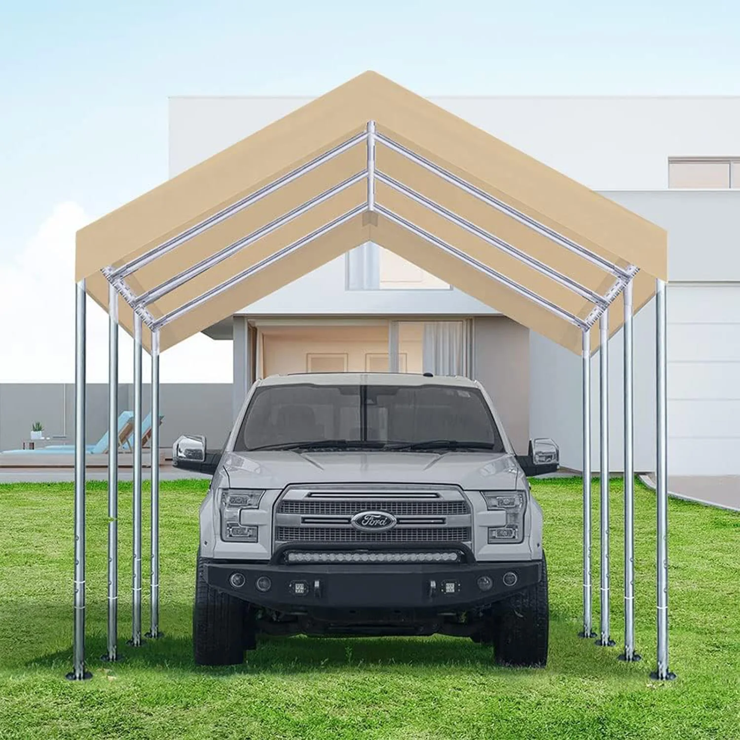 Aitop Heavy Duty Pvc Carport Replacement Garage Waterproof Car Canopy